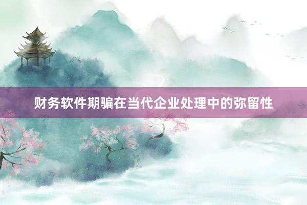 财务软件期骗在当代企业处理中的弥留性